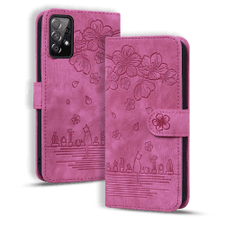 Rosbtib Hülle für Samsung Galaxy A53 5G, Premium PU Leder Schutzhülle Magnetic Closure Standfunktion Flip Cover Handyhülle für Galaxy A53 5G (Rose Rote Katze)