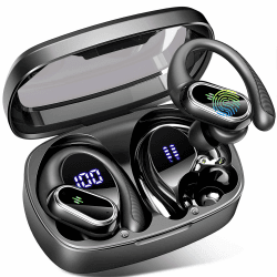 Poounur Bluetooth Kopfhörer Sport, Kopfhörer Kabellos Bluetooth 5.3 Tiefer Bass, 50H ENC Mic Noise Cancelling Bluetooth Kopfhörer in Ear, LED-Anzeige, Tiefer Bass, IP7 wasserdichte Ohrhörer Bluetooth