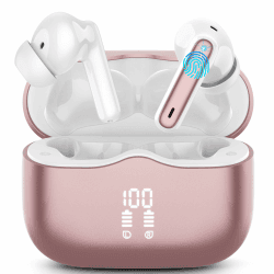 Bluetooth Kopfhörer, Kopfhörer Kabellos Bluetooth 5.3 In Ear Kopfhörer mit 4 ENC Noise Cancelling Mic, Kabellose Kopfhörer Tiefer Bass Wireless Earbuds 36Std, IP7 Wasserdicht Ohrhörer, Roségold
