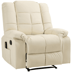 HOMCOM Massagesessel Fernsehsessel Elektrisch Relaxsessel mit Massagefunktion Kunstleder Holz Stahl Schaumstoff Cremeweiß 94 x 99 x 99 cm