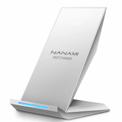 NANAMI Fast Wireless Charger, Induktive Ladestation für iPhone 15 14 13 12 pro 12 11 XS Max XR X 8 Plus, kabelloses Ladegerät Qi Phone Charger Handy ladestation Schnell für Samsung Galaxy S23 S22 S21 Silber