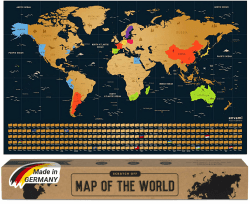 envami® Weltkarte zum Rubbeln I Gold I Made in Germany I Englisch I 68 x 43 cm I Landkarte zum Rubbeln I Weltkarte zum Freirubbeln I Rubbelweltkarte I Weltkarte zum Freikratzen I Scratch Off Map