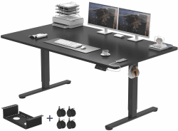 Devoko Schreibtisch Höhenverstellbar Elektrisch 160x80cm mit USB A&C-Ladeanschluss, Mobiler Computertisch mit Kabel Management Tray und 3-Funktions-Memory, Schwarz mit Rollen 160 x 80 cm Schwarz