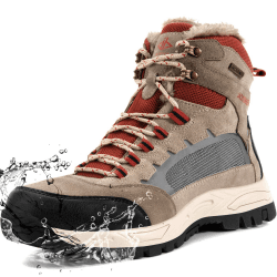 JACKSHIBO Winterschuhe Herren Winterstiefel Damen Warme Gefüttert Stiefel Wasserdicht Rutschfest Schneestiefel Outdoor 37 EU Rot Braun