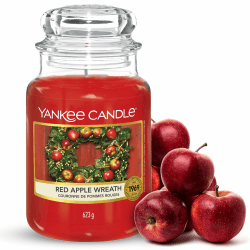 Yankee Candle Duftkerze im großen Jar, Red Apple Wreath, Brenndauer bis zu 150 Stunden