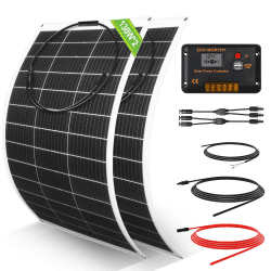 ECO-WORTHY 260 Watt 12 Volt flexibles Solarpanel Kit netzunabhängig Off Grid: 2 Stücke 130W Solarpanel + 30A LCD-Display PWM-Laderegler + 5m Solarkabel für Wohnwagen, Wohnmobil, Boot, Anhänger, Camper