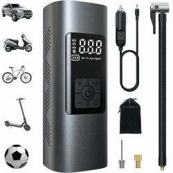 Wistrue 150PSI Elektrische Luftpumpe, Tragbar Mini Kompressor mit 6000mAh Akku, Digital LCD, LED Licht, für Fahrräder, Motorrad, Auto & Bälle - Dient auch als Taschenlampe und Powerbank Schwarz