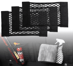 Kofferraum Netztasche 3 Stück Auto Gepäcknetz, 50 x 25cm, Universal Kofferraumnetz Schutznetz Elastisch Kofferraum Aufbewahrung Netz Mit Klettverschluss für Auto/SUV Kofferraum Gepäcknetz aus Nylon