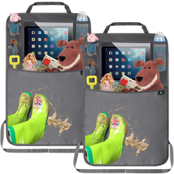 Termichy Rückenlehnenschutz Auto kinder,Auto Organizer,Organizer Auto Rücksitz kinder, Wasserdichtes Plane Kick-Matten-Schutz für Autositz zurück mit große Aufbewahrungstasche (2 Stück,Grau) 2 Stück Grau