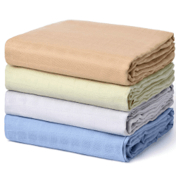 Momcozy Baby Pucktuch Musselin Tuch, Mulltuch 120 x 120cm 4er Set, Große Swaddle Decke Baby, Bambus Baumwolle Swaddle Wrap für Junge und Mädchen Neugeborene Blau