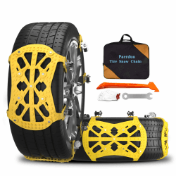 Paerduo Schneeketten, 6 Stück Auto Schneeketten Universal Winter Reifenketten für Reifenbreite 165-265 mm / 6,5 "-10,43" Notfallzugketten für die Meisten PKW/SUV/LKW NEW-FHL