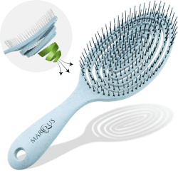 marQus Bio Haarbürste ohne Ziepen mit einzigartiger Doppelspiralfeder und noch mehr Borsten zur optimalen Druckverteilung und Pflege, Entwirrbürste für jeden Haartyp, 1 Stück, Farbe Arctic Blau