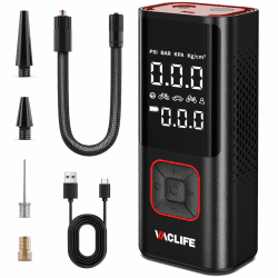 VacLife Elektrische Luftpumpe für Reifen, Tragbare Akku Luftpumpe für Mehrzweckauto, Kompakte Akku Kompressor, 150 PSI Luftpume für Autoreifen, Fahrradreifen und Aufpumpbare Produkt (VL7008) Rot S