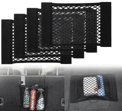 Kofferraum Netztasche 4 Stück Auto Gepäcknetz, 40 x 25cm, Universal Kofferraumnetz Schutznetz Elastisch Kofferraum Aufbewahrung Netz Mit Klettverschluss für Auto/SUV Kofferraum Gepäcknetz aus Nylon