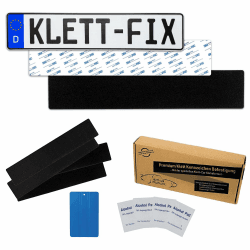 2 x Klett-Car® Auto und Motorrad Kennzeichenhalter Set Rahmenlos - Nummernschildhalterung für alle gängigen KFZ - absolut unsichtbarer Nummernschildhalter - Kennzeichen Halterung unsichtbar