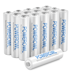 Akku AAA POWEROWL Micro AAA Akku NI-MH 16 Stück AAA Batterien Wiederaufladbare 1.2v Aufladbare Batterien AAA Akkubatterien (Geringe Selbstentladung,1000mAh)