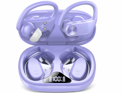 hadbleng Bluetooth 5.3 Kopfhörer Sport, In-Ear Kopfhörer Kabellos mit ENC Mic Noise Cancelling, 50H Spielzeit, LED-Anzeige, IPX7 Wasserdicht, Tiefer Bass Ohrhörer mit Ohrhaken, Mauve