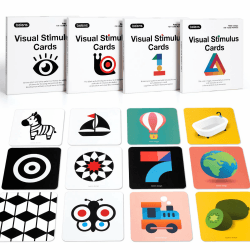beiens High Contrast Baby Flashcard, 80 PCs 160 Seiten Schwarz Weiß Bunte Visuelle Stimulation Lernaktivitätskarte für Babys 0-3-6-12-36 Monaten, 5,5'' x 5,5'' Neugeborenes Spielzeug Babygeschenk