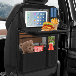Oneyus Auto Organizer, Autositz Organizer Große Rückenlehnenschutz Auto Kinder Multifunktional Wasserdicht Rücksitz Organizer mit Klapptisch, Tablet Tasche und Viele Taschen