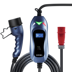 EVFUEL Typ 2 bis zu 11 kW CEE-Stecker Tragbares EV-Ladegerät 3-phasig 380V 16A 5 m EV-Ladestation mit Tragetasche für IEC 62196-2 Elektrofahrzeuge und Plug-in-Hybridautos