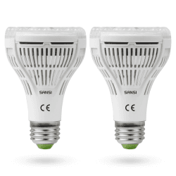 SANSI 15W 2er-Pack LED Pflanzenlampe, Vollspektrum E27 Wachstumslicht mit optischer Linse für Zimmerpflanzen, hohe PPFD, für Samen und Grünpflanzen 15w 2pack