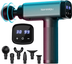 Nanssigy Muskelmassagepistole, 30-fach einstellbares Pistolenmassagegerät mit LED-Anzeige, 6 Massageköpfen und 2600-mAh-Akku, zur Linderung von Muskelschmerzen und -steifheit