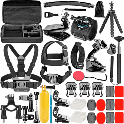 NEEWER 50 in 1 Action Kamera Zubehör Set Kompatibel mit GoPro Hero 12 11 10 9 DJI OSMO 4 3 2 Insta360 X3 X2 GO 3 SJCAM DBPOWER AKASO VicTsing APEMAN WiMiUS QUMOX Lightdow Campark Sony Sports DV usw