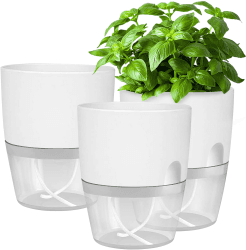 iDattel Kräutertopf Küche Set Fensterbank selbstbewässernd-3er Set Kräutergarten für die Küche,18.2X 11x 15.3 cm, für frische Küchenkräuter, weiß
