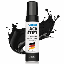 LICARGO® Lackstift Schwarz Glänzend - hohe Deckkraft - zur Ausbesserung von Steinschlägen und Kratzern - Auto Lackstift Auto schwarz - eine Anwendung genügt - 12ml