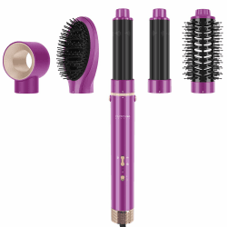 5 IN 1 MaxAIR Styler, PARWIN PRO BEAUTY Haartrockner Warmluftbürste Set, Rundbürstenföhn, Lockenstab, 5 Aufsätze, Trocknen, Glätten, Volumen, Locken, Ionen Pflege, Hochtouriger Motor, Rot (Punk-Stil)