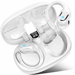 Bluetooth Kopfhörer Sport, 2023 Kopfhörer Kabellos Bluetooth 5.3 Stereo, 75H ENC Mic Noise Cancelling Bluetooth Kopfhörer in Ear, LED-Anzeige, Bass, IP7 wasserdichte Ohrhörer Bluetooth, Weiß