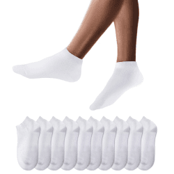 YouShow Sneaker Socken Herren Damen 10 Paar Kurze Halbsocken Quarter Baumwolle Unisex 39-42 Weiß