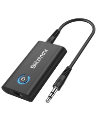 BlitzMax Bluetooth Adapter Transmitter, Bluetooth 5.2 Receiver 2 in 1 Mini kabelloses Sender/Empfänger mit 3,5mm Audio Kabel, Bluetooth Splitter für Airplane, PC, TV, Auto, Speaker, Gym, Spielkonsole