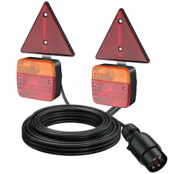 AUTOUTLET Rückleuchten Set für Anhänger, mit Magnet verkabelt und Rückstrahler - 7,5m Kabel, 7 poliger Stecker, Rückleuchten Rücklicht Anhängerbeleuchtung mit E-Standard für Straßenverkehr zugelassen