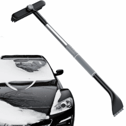 FINEVERNEK Eiskratzer Auto mit Besen,3-in-1-Multifunktions-Schneebürste, Einziehbare Eiskratzer Auto, Auto Eiskratzer mit 360° Drehbarem Bürstenkopf, 86cm Lange Schneeschaufel mit Schaumstoffgriff Schwarz