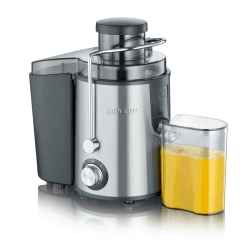SEVERIN Entsafter, geräuscharme Saftmaschine für vitaminreiche Obst- und Gemüsesäfte, elektrische Saftpresse aus Edelstahl, 500 ml Auffangbehälter, schwarz/Edelstahl ES 3566 Auffangbehältervermögen - 0,5L