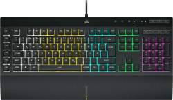 CORSAIR K55 RGB PRO Kabelgebundene Membrantastatur - IP42 staub- Und Spritzwassergeschützt - 6 Makro-Tasten Mit Elgato-Integration - iCUE-Kompatibel - QWERTZ DE - PC, Mac, Xbox - Schwarz