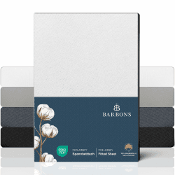 BARBONS Spannbettlaken 140x200cm – 100% Baumwolle Spannbettlaken, Oeko-TEX Zertifiziert, Bettlaken Jersey, Spannbetttuch, Matratzenhöhe bis 25 cm (Weiss - 140x200) Spannbettlaken 140x200 cm Weiß