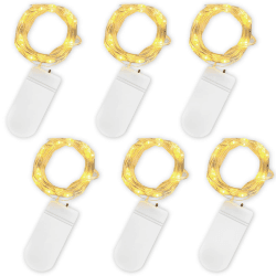 Jsdoin LED Mini Lichterkette mit Batterie, 6x20er Micro Lichterkette außen Batterie, 2M DIY kleine Lichterketten Wasserdicht für Party Hochzeit Weihnachten Beleuchtung Deko 6 Stück Warmweiß