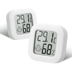 Flintronic Mini LCD Thermometer, 2 Stück Digital Thermometer Innen, Hygrometer Innen, Thermometer Hygrometer, Kabelloses, Luftfeuchtigkeit Meter für Babyzimmer Wohnzimmer Büro Gewächshaus(Weiß) #2 Weiß Mini 2 Stück
