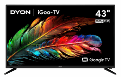 DYON iGoo-TV 43F 108cm (43 Zoll) Google TV (Full-HD, HD Triple Tuner, Prime Video, Netflix, Google Play Store für DAZN, Disney+, Apple TV+, Paramount+, waipu.tv UVM., Google Assistant) [Mod. 2023] 43 Zoll Google TV