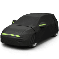 Favoto Autoabdeckung Winter Vollgarage Auto Abdeckplane Staubdicht Wasserdicht Autohülle Autoplane Car Cover für 400cm-435cm Schrägheck Schwarz 435cm x 180cm x 160cm 2.8kg Schwarz 400cm-435cm Schrägheck