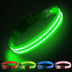PcEoTllar Hundehalsband Leuchtend Aufladbar, Leuchthalsband Hund Wasserdichtes Einstellbare Blinklicht LED Halsband Hund für Kleine Mittlere Große Hunde, Sichtbarkeit im Dunkeln, Grün - L L(48-60cm/19-23.6inch) Grün
