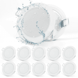 Gr4tec Einbaustrahler LED Flach, 10 x 5W LED Spot IP65 Warmweiß 2700K 400LM, Einbauleuchten 35mm Ultra Flach, Einbauspot Loch 68-80mm, Deckenspots Weiß für Küche Badezimmer Büro Ip65 / Warmweiß 2700k 10 x 5W / Einbaulochmaße φ68-80mm