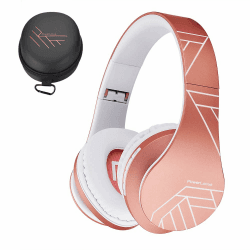 PowerLocus Bluetooth Over-Ear Kopfhörer, Kabellos Stereo Faltbare und Kabel-Kopfhörer mit Integriertem Mikrofon, Micro SD/TF, FM für Handys/iPad/Laptops & PC (Rose Gold)