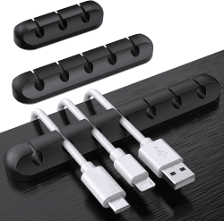 SOULWIT® Kabelhalter Kabelclips, [3 Stück] kabelmanagement Selbstklebend Kabel Organizer Vielzwecke Kabelführung Set für Schreibtisch Computer PC, USB Ladekabel, ZuhauseBüro 753-Slot 753-slot-schwarz