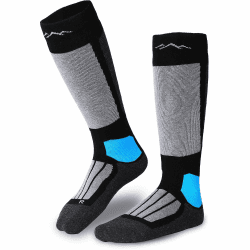 gipfelsport Skisocken für Herren, Damen & Kinder - Warme Merino Ski Socken, Thermo Winterstrümpfe mit Polsterung I Kniestrümpfe, Skistrümpfe für Winter, Snowboarding 42-44 Schwarz (1x Paar)