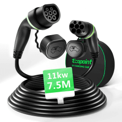ECOPOINT Typ 2 Ladekabel 11kW 7,5M,E Auto Ladekabel 3 Phasig 16A für EV Elektroautos PHEV mit Tragetasche, Typ 2 auf Typ 2, Mennekes Mode 3 Ladekabel Typ 2 Kompatibel mit Model 3/S/X/Y i3 ID.3 ID.4 11kW 16A 7,5M