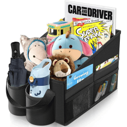 WOCVRYY Autositz Organizer Auto Zubehör Innenraum Frauen Kinder Rücksitz Beifahrersitz Organizer für Spielzeug, Bücher, Snacks mit Getränkehalter Gurtbefestigung