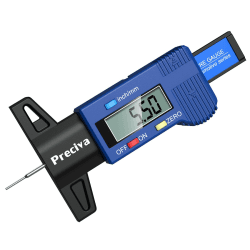 Preciva Reifen Profiltiefenmesser Reifenprofilmesser Auto Tiefenmesser Motorrad Profilmesser Messchieber LCD Display mit Ersatzbatterie, 0-25 mm blau
